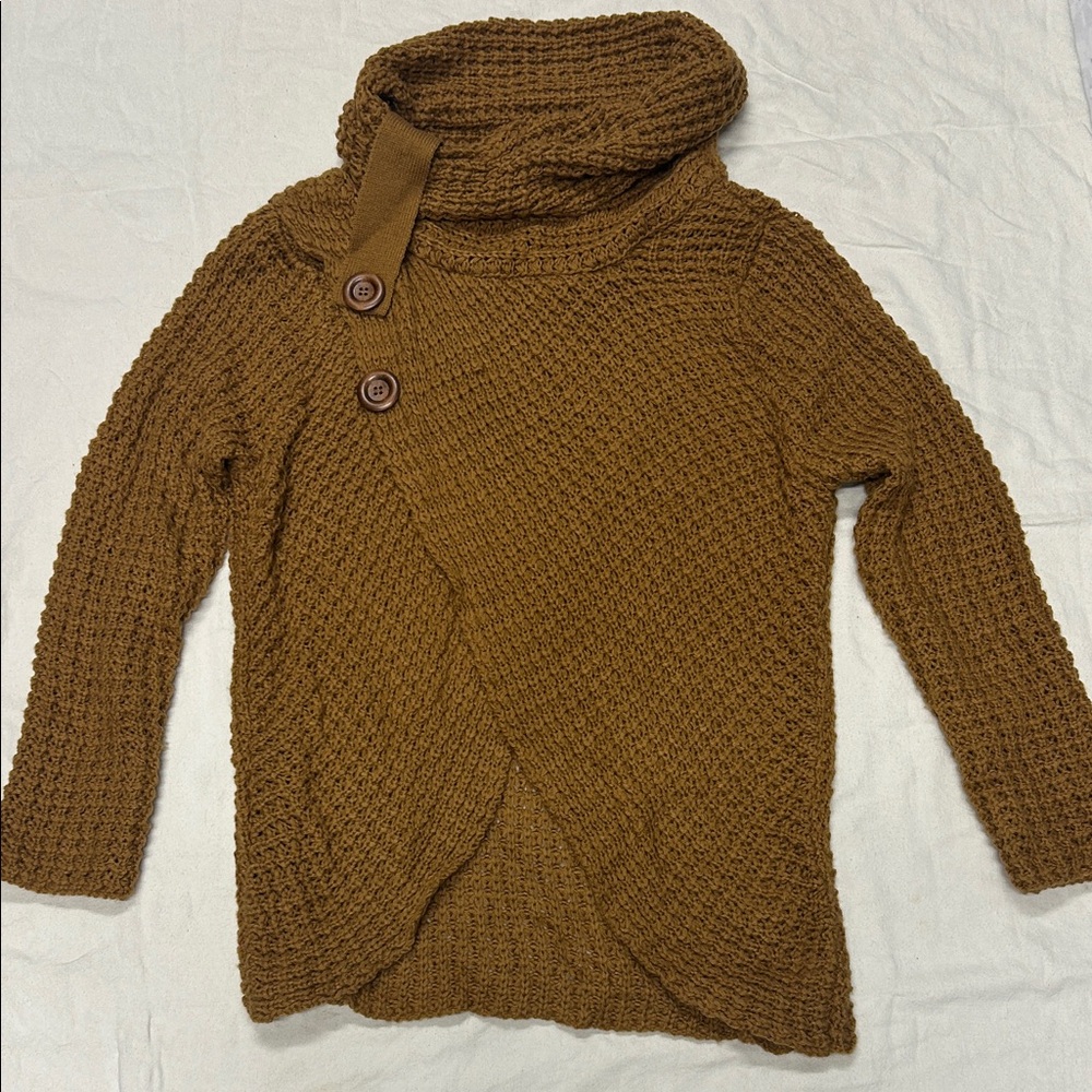 Elegant Tan Cowl Neck Sweater